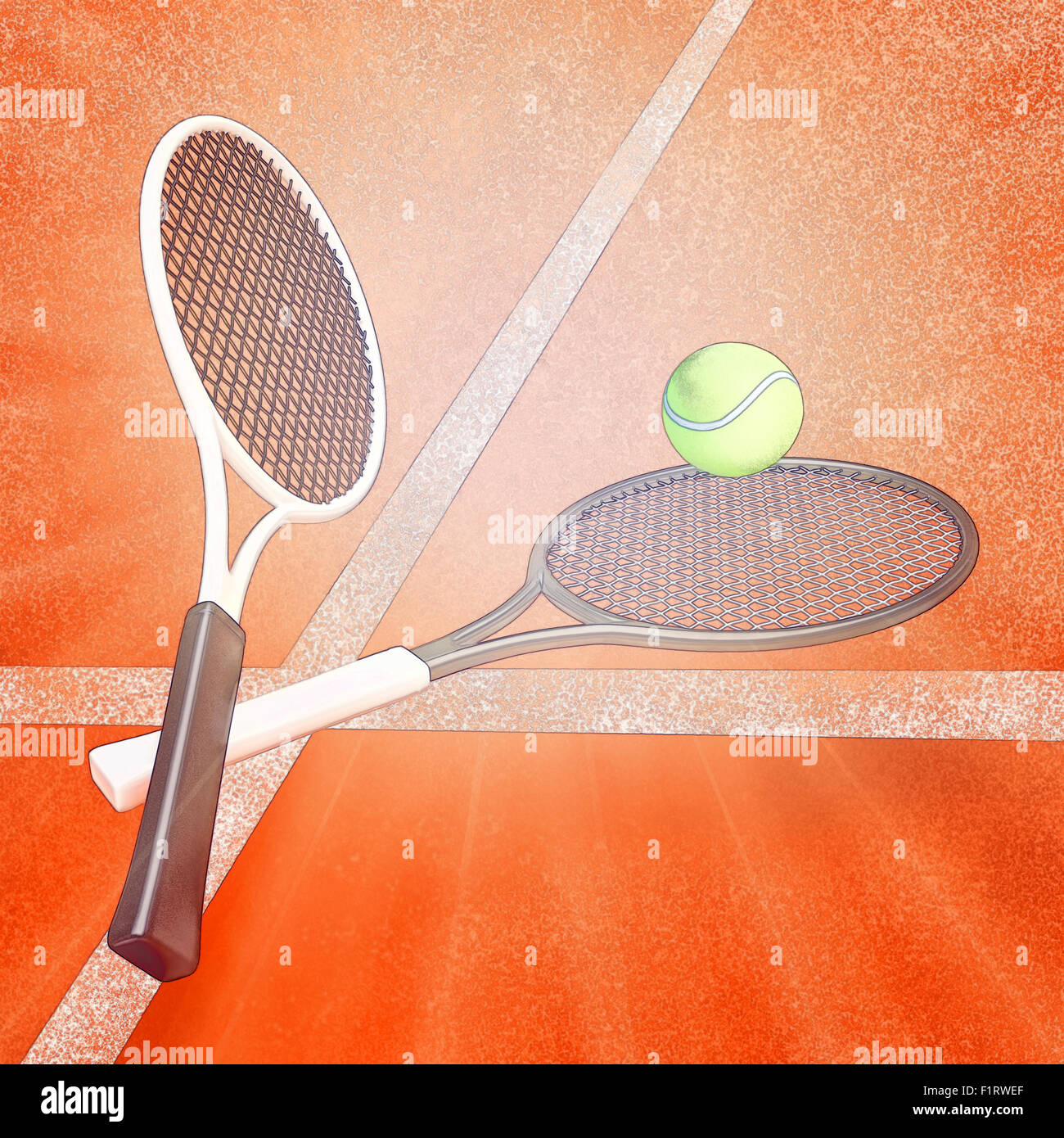 Tennis; rackets; sphere; court; game; ground Stock Photo Alamy