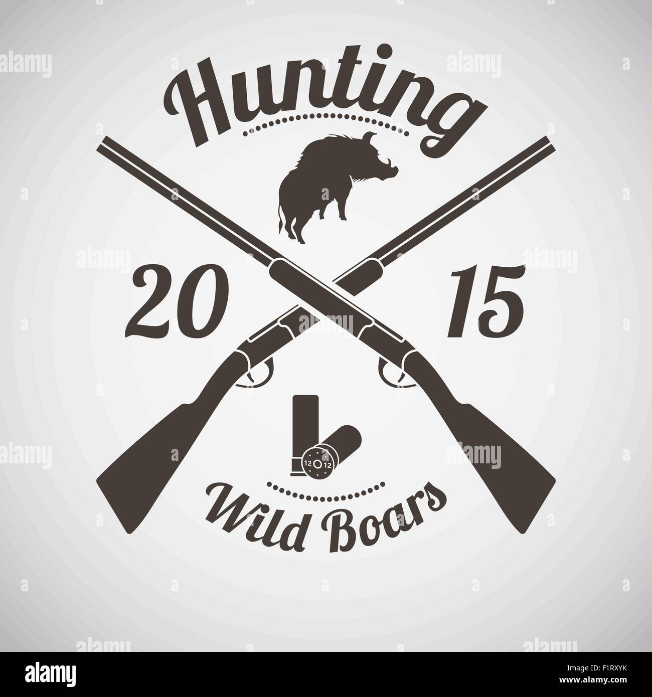 Hunting Vintage Emblem. Cross Hunting Gun With Ammo and Wild Boar  Silhouette. Suitable for Advertising, Hunt Equipment, Club And Other Use.  Dark Brown Retro Style. Vector Illustration Stock Vector Image & Art -