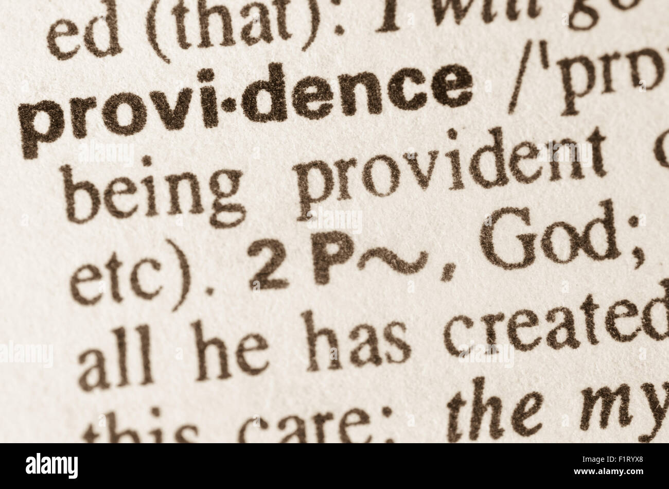 Definition of word providence in dictionary Stock Photo