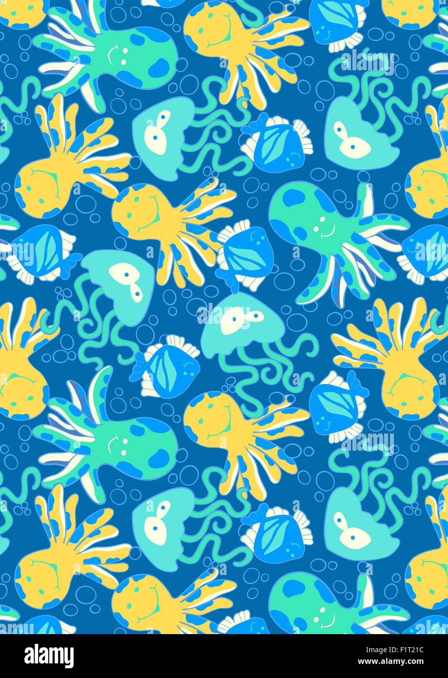 Underwater creatures repeat pattern Stock Vector Image & Art Alamy
