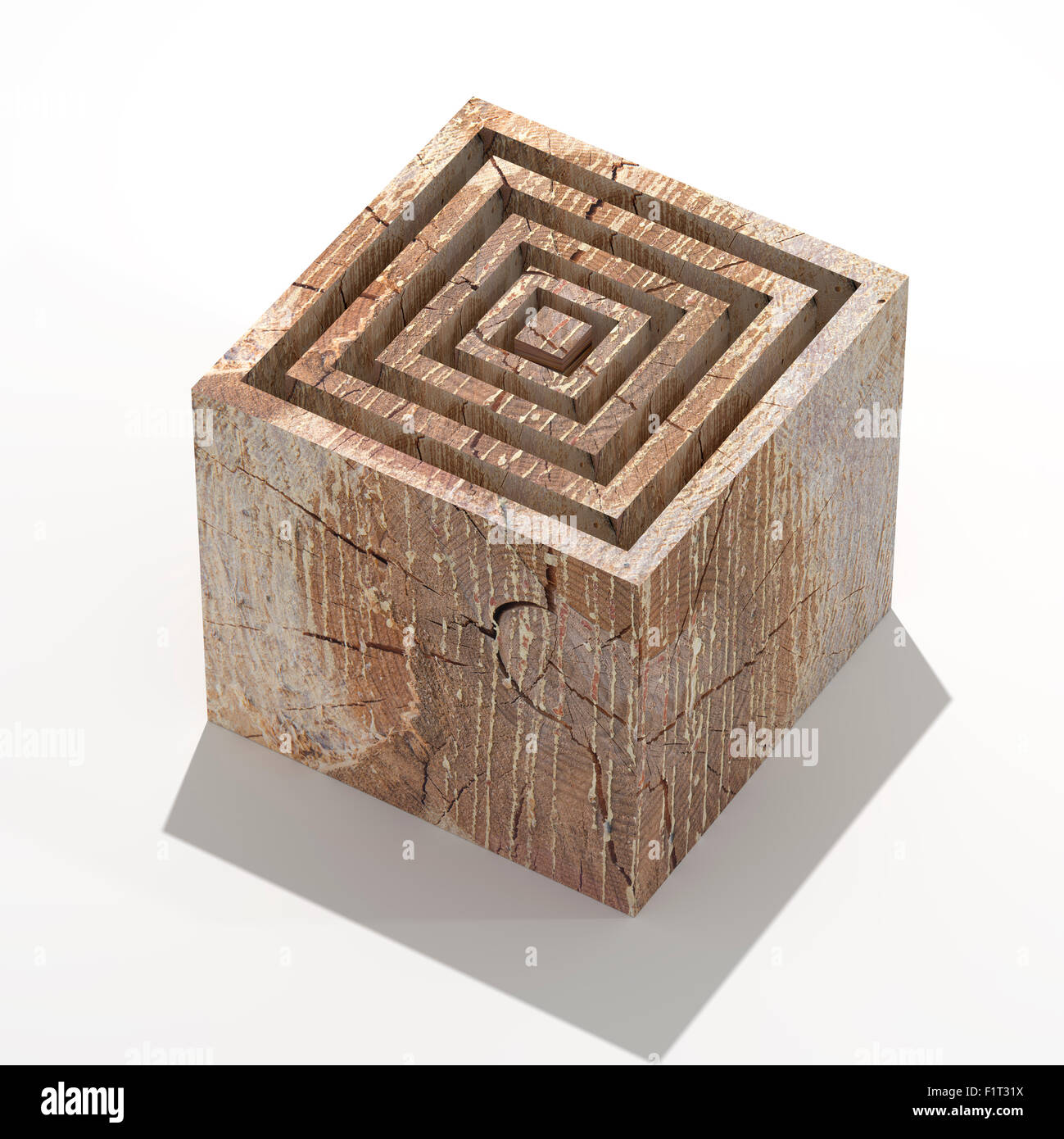 3d rendering of a wooden abstract cube Stock Photo - Alamy