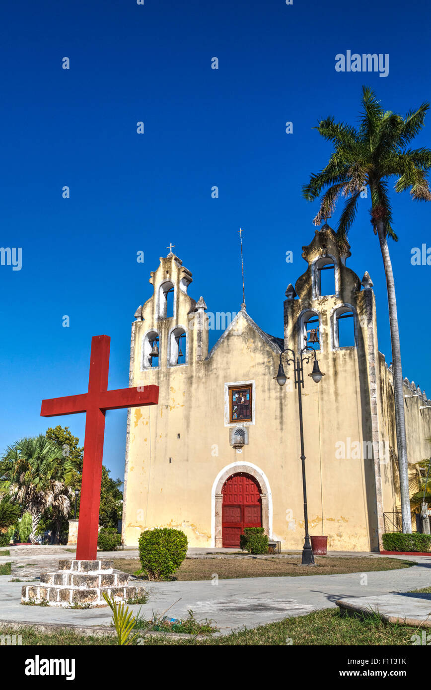 Church and Convent of Hopelchen, built during late 16th century, Hopelchen, Campeche, Mexico, North America Stock Photo