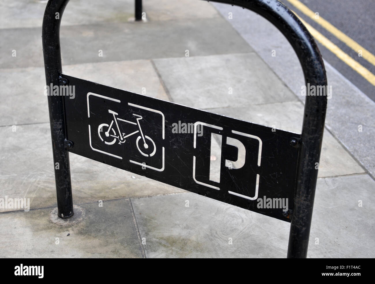 Bicycle parking in the city of London, UK Stock Photo