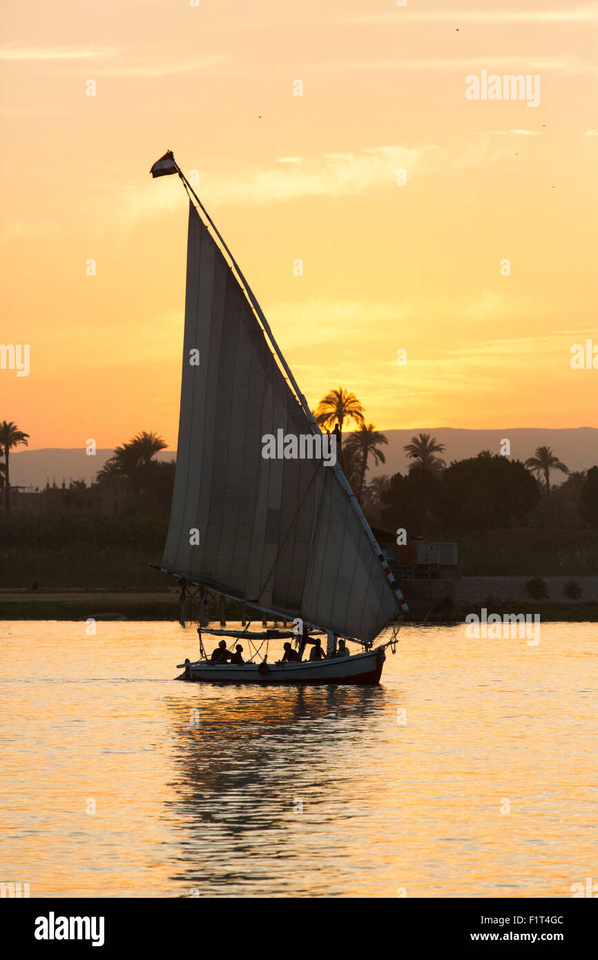 Felucca on the Nile River, Luxor, Egypt, North Africa, Africa Stock Photo