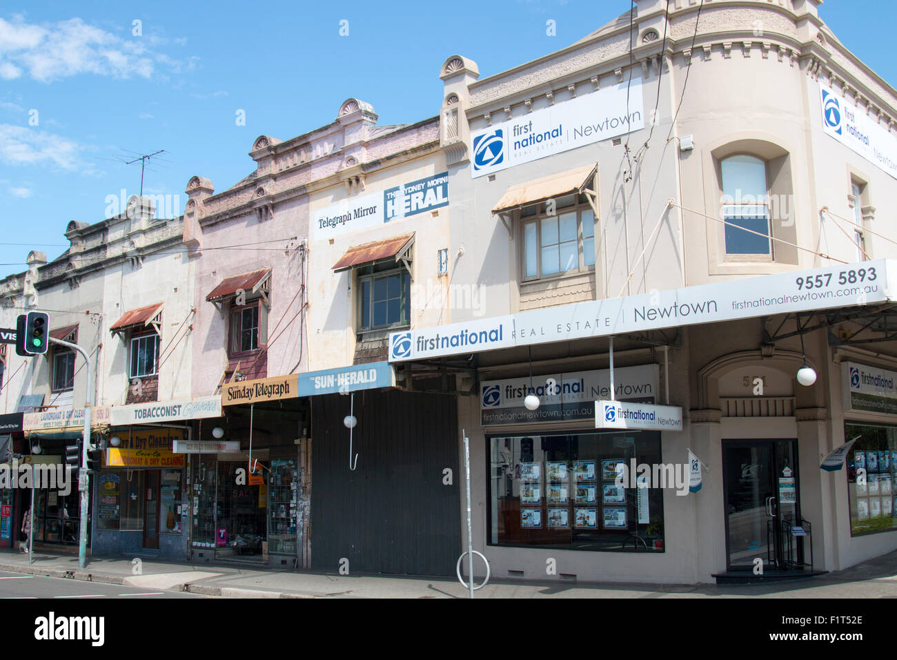 shops,stores and real estate agency on king street, Newtown, suburb of Sydney Australia Stock Photo