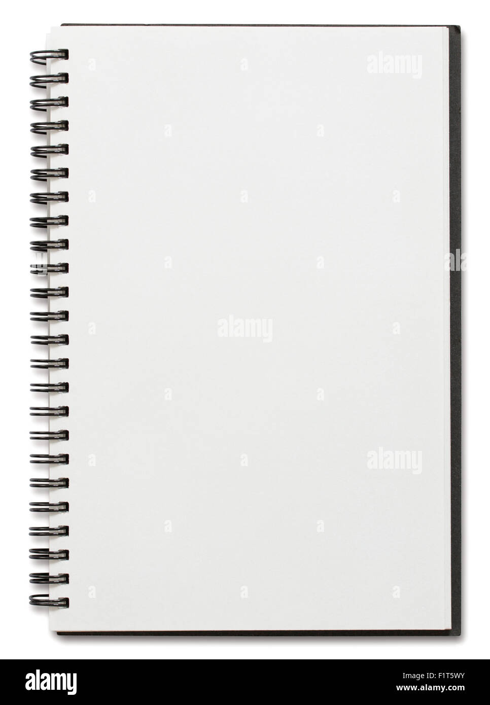 blank spiral notebook isolated on white background Stock Photo