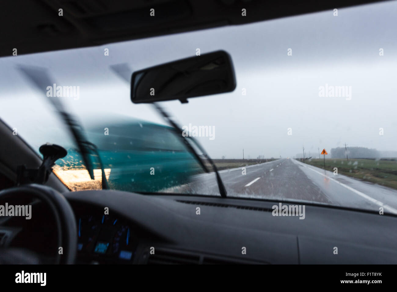 Bad weather driving Stock Photo