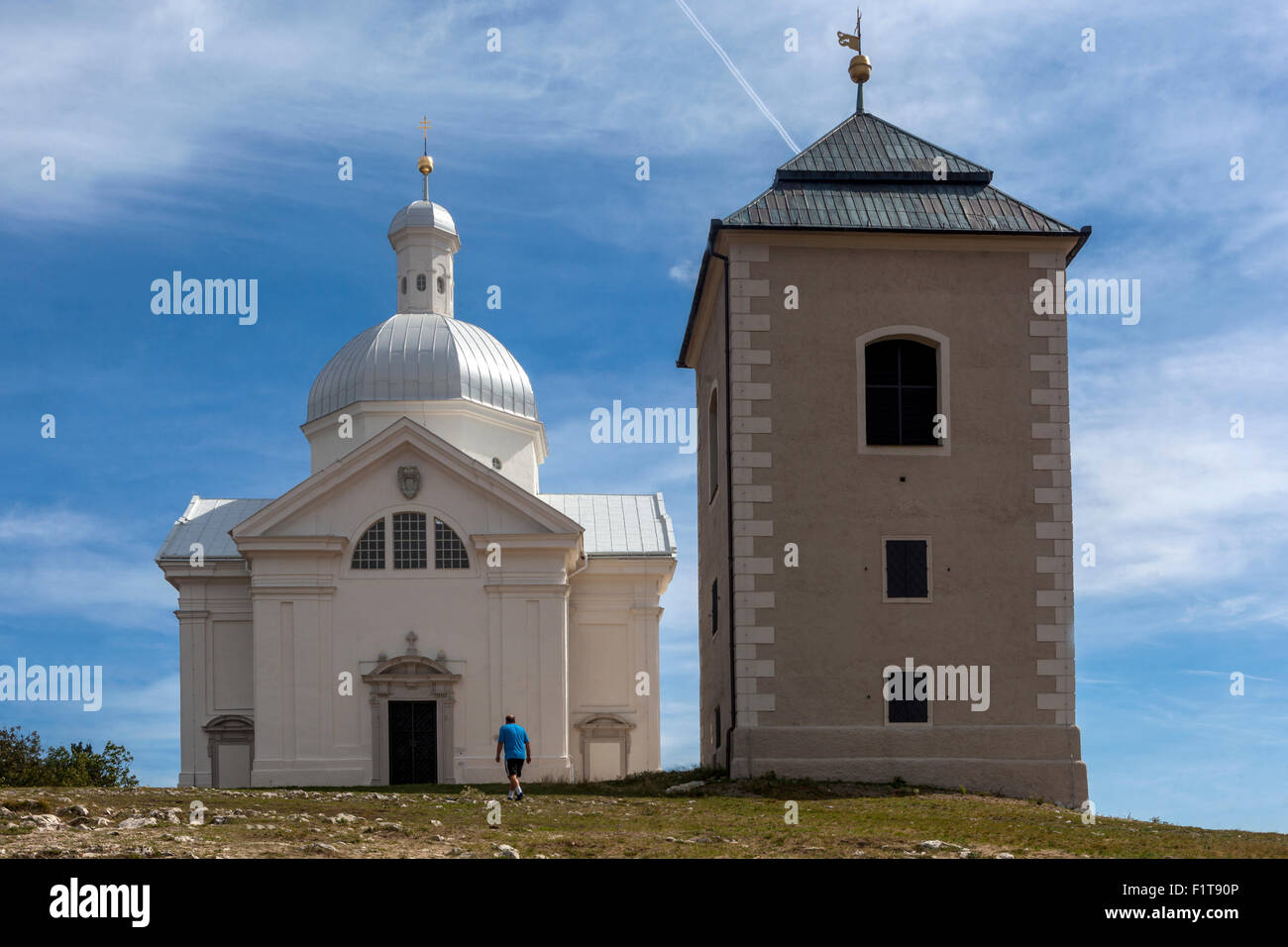 St. Sebastian Chapel on the Holy Hill (Svaty Kopecek), Mikulov, wine region, South Moravia, Czech Republic, Europe Stock Photo