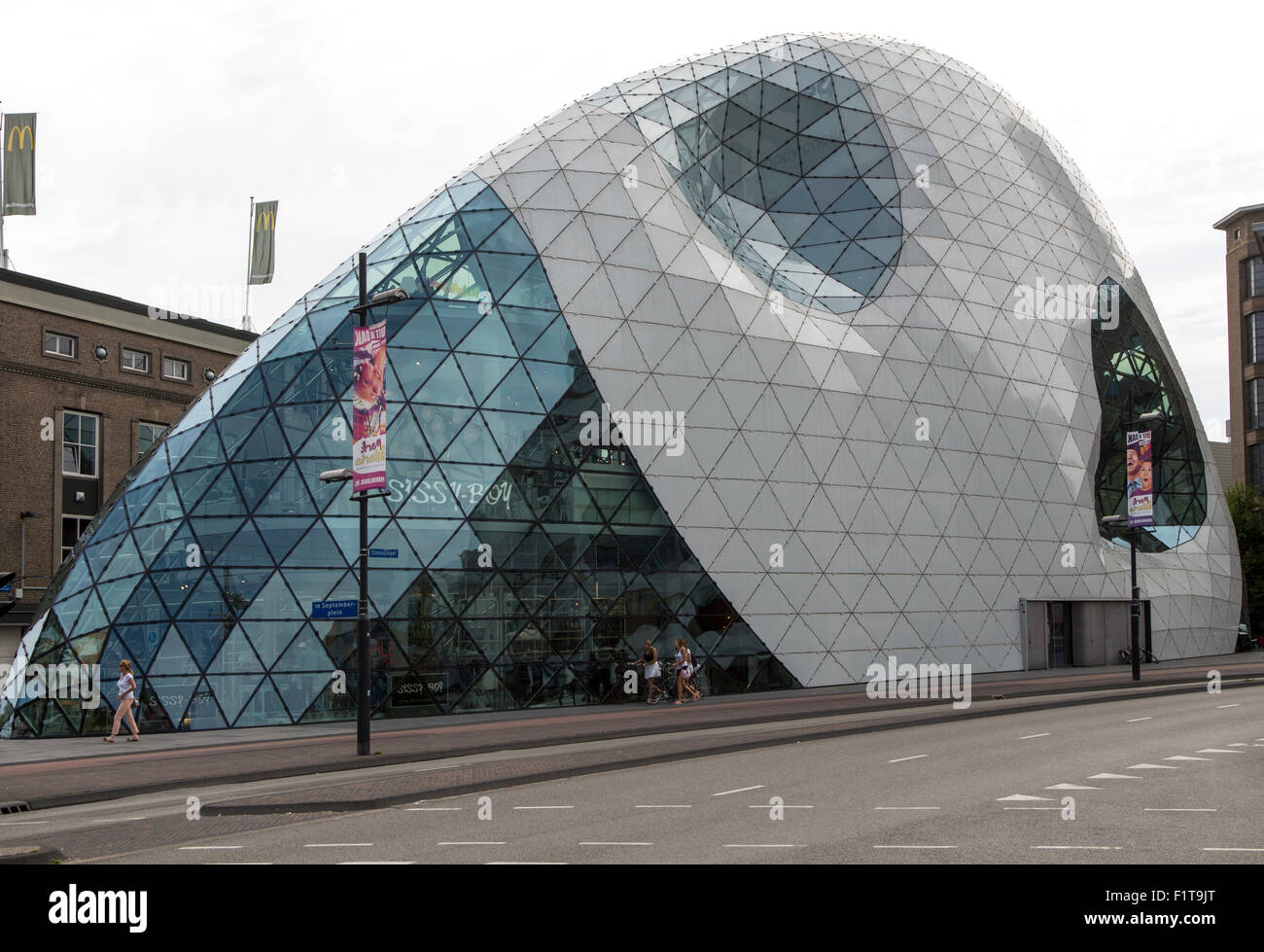 Modern glass dome shop building, Eindhoven city centre, North Brabant province, Netherlands Stock Photo