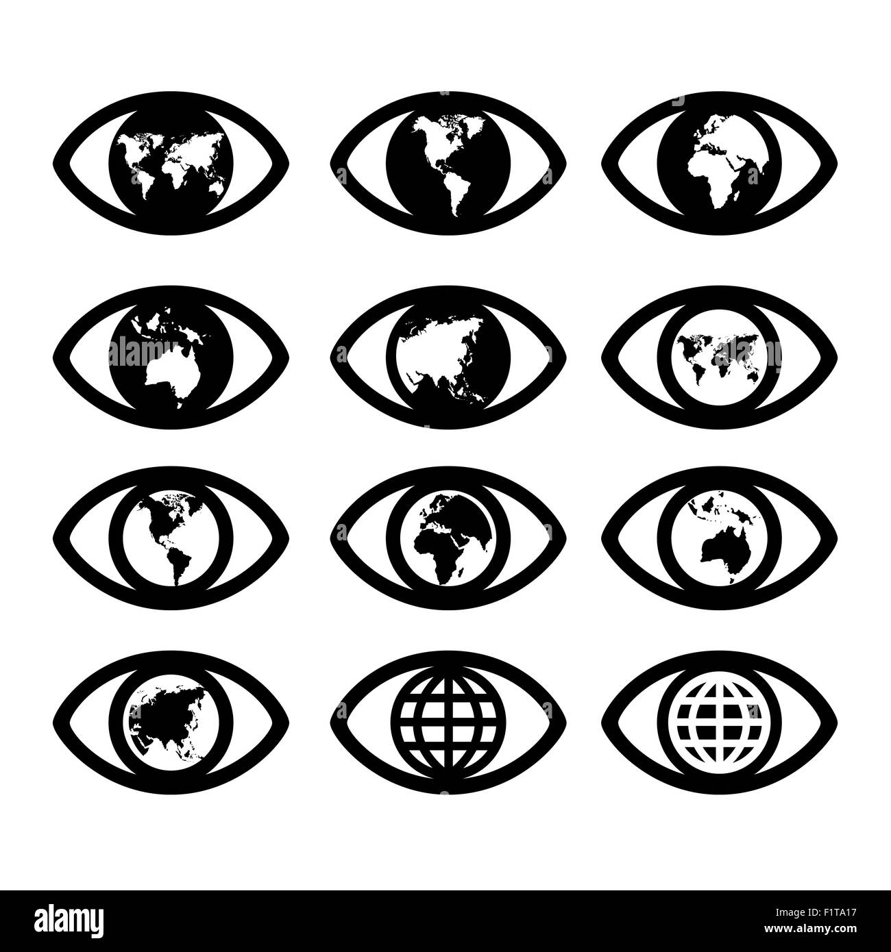 world map sign in the eye,eye sign,vision concept ,world symbol ,business concept. vector illustration Stock Photo