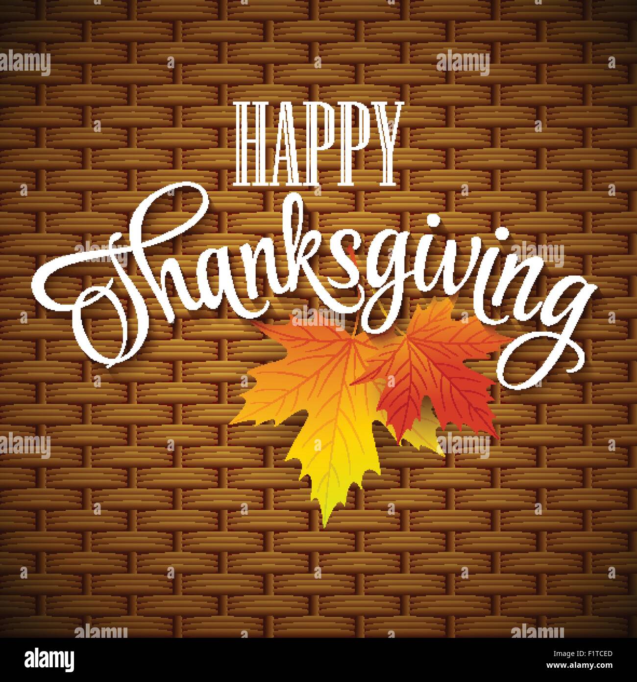 Thanksgiving Card wicker basket background. Vector illustration Stock ...