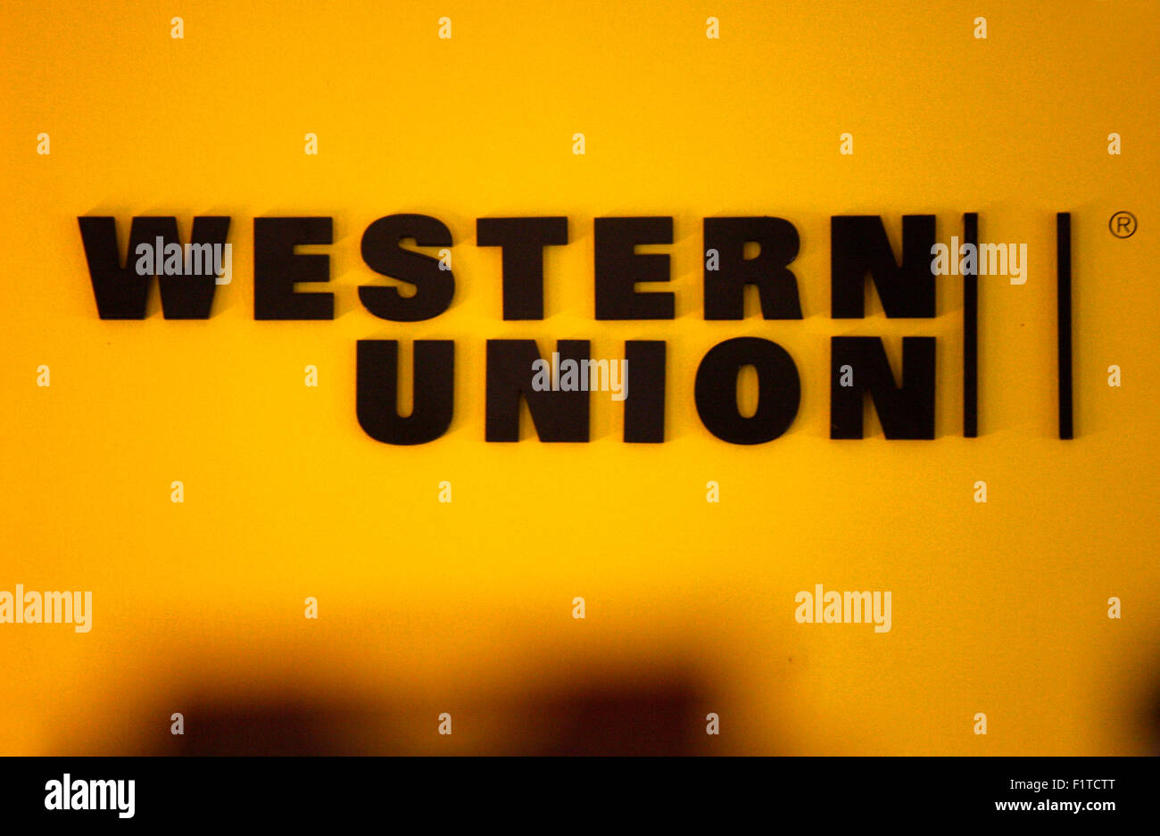 Markenname: 'Western Union', November 2013, Berlin. Stock Photo