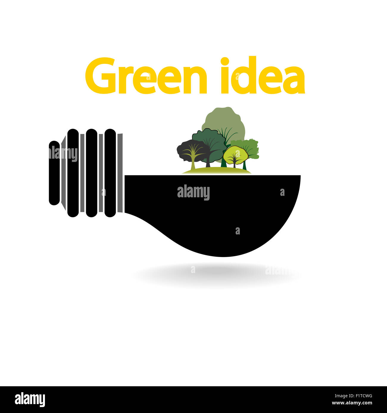 trees and green light bulb on white background,green concepts Stock Photo