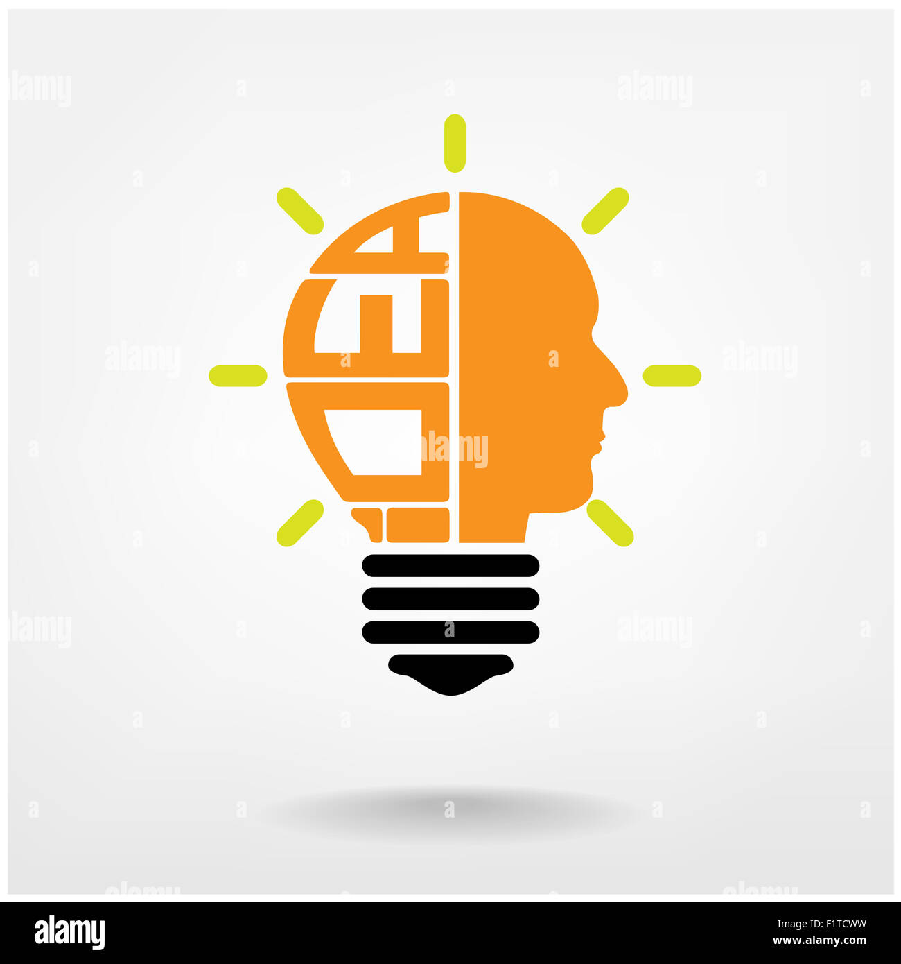 Creative light bulb, head symbol ,Business and ideas concepts Stock Photo