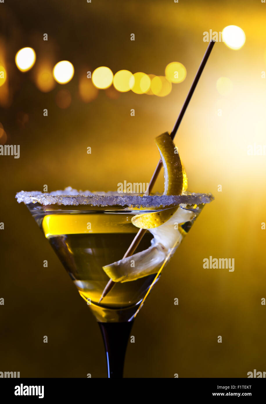 the Martini glass with lemon and sugar Stock Photo