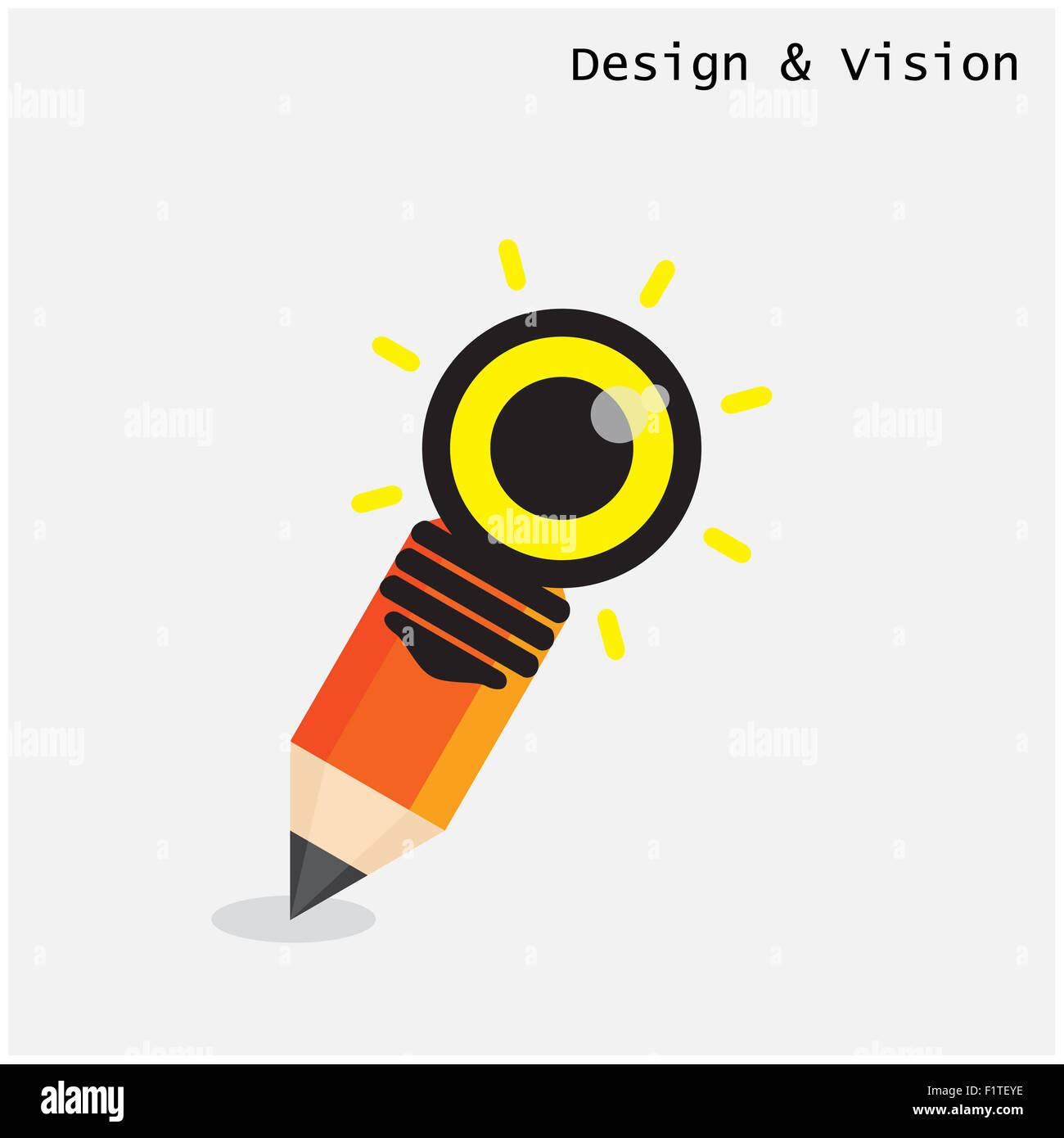 Creative pencil and light bulb design with vision concept. Flat design ...
