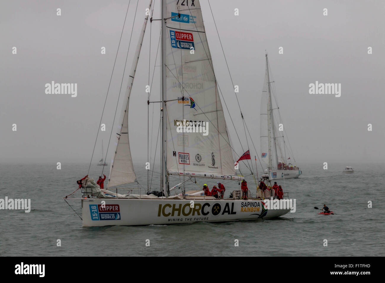 FILE PIC- southend - Essex - UK 31/08/2015- Ichrcoal starts the round the world clipper race from Southend as the teams head for Rio De Jeneiro. Credit:  darren Attersley/Alamy Live News Stock Photo