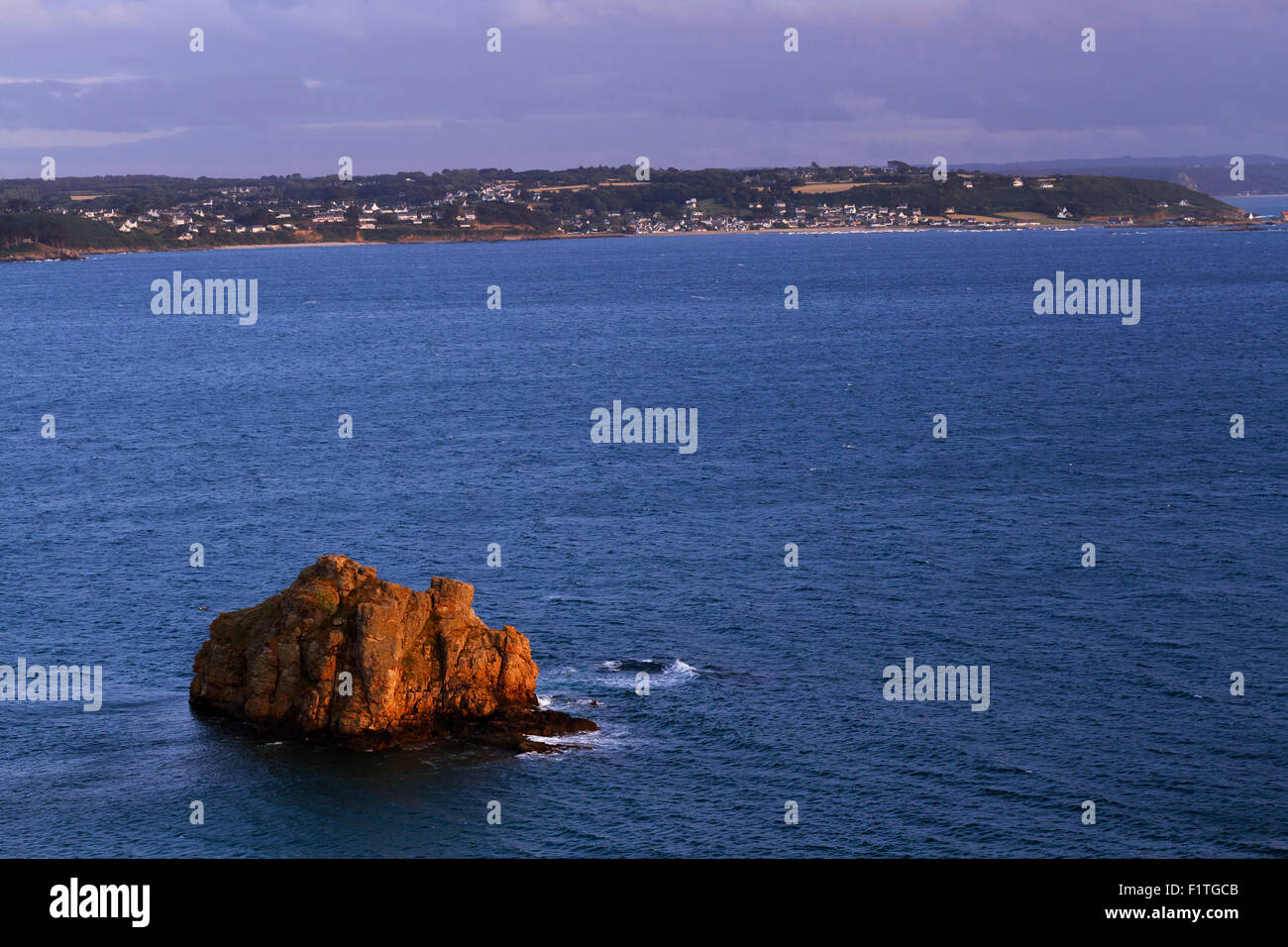 Pink granite coast cotes d'armor Brittany Stock Photo