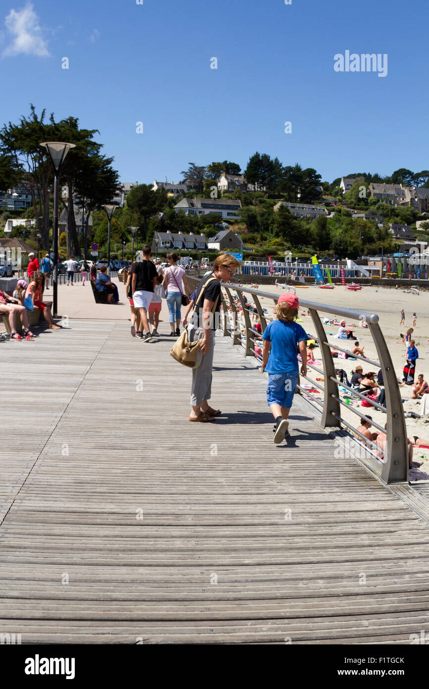 walking boardwalk Brittany France Stock Photo