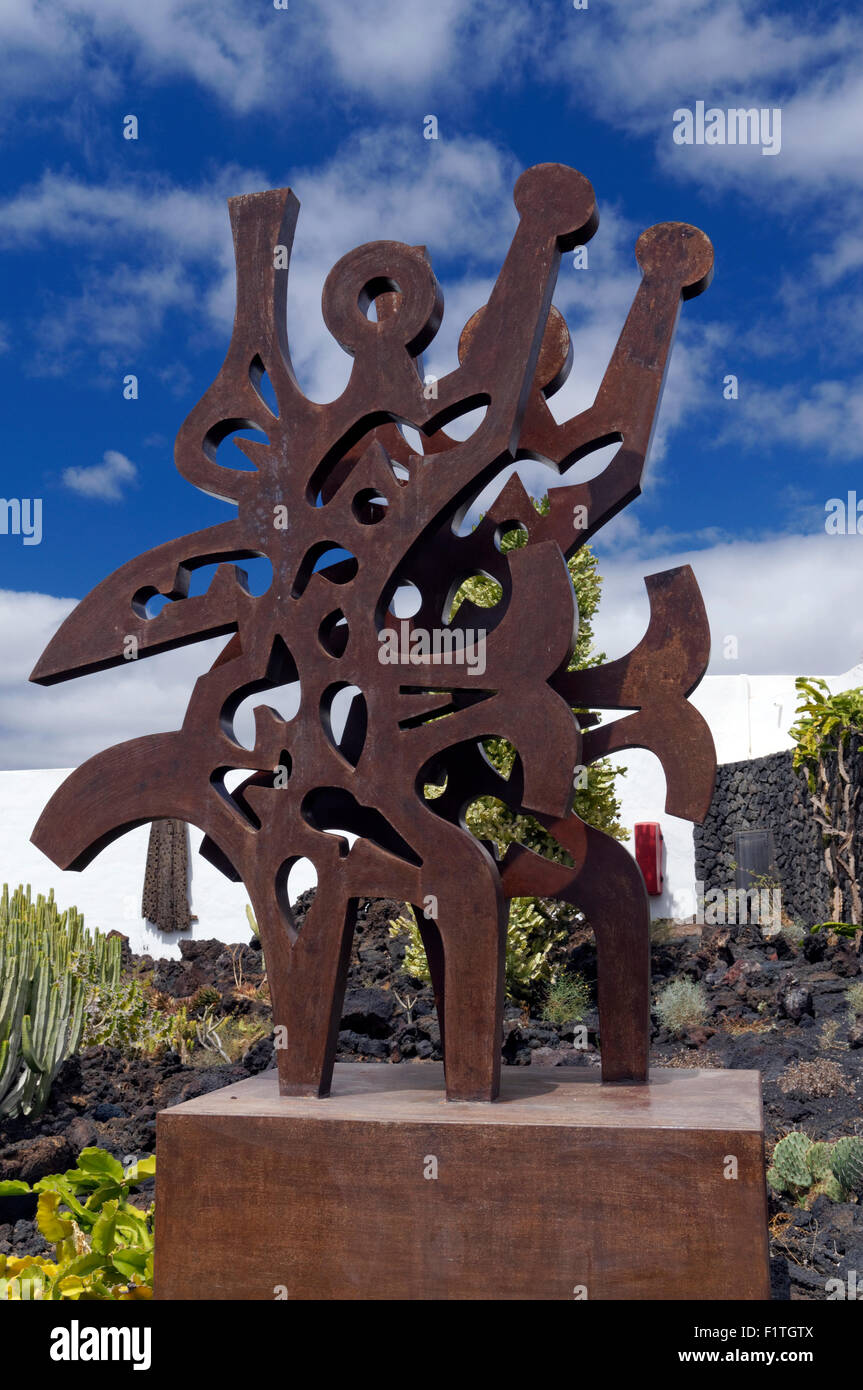 'El Triunfador'sculpture by Canarian artist Cesar Manrique, Fundacion Cesar manrique, Costa Teguise, Lanzarote, Spain. Stock Photo