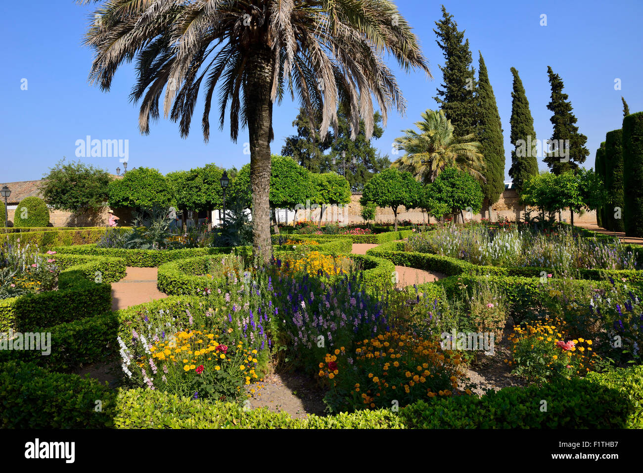 Gardens in Alcazar de los Reyes Cristianos in Cordoba, Andalusia, Spain Stock Photo
