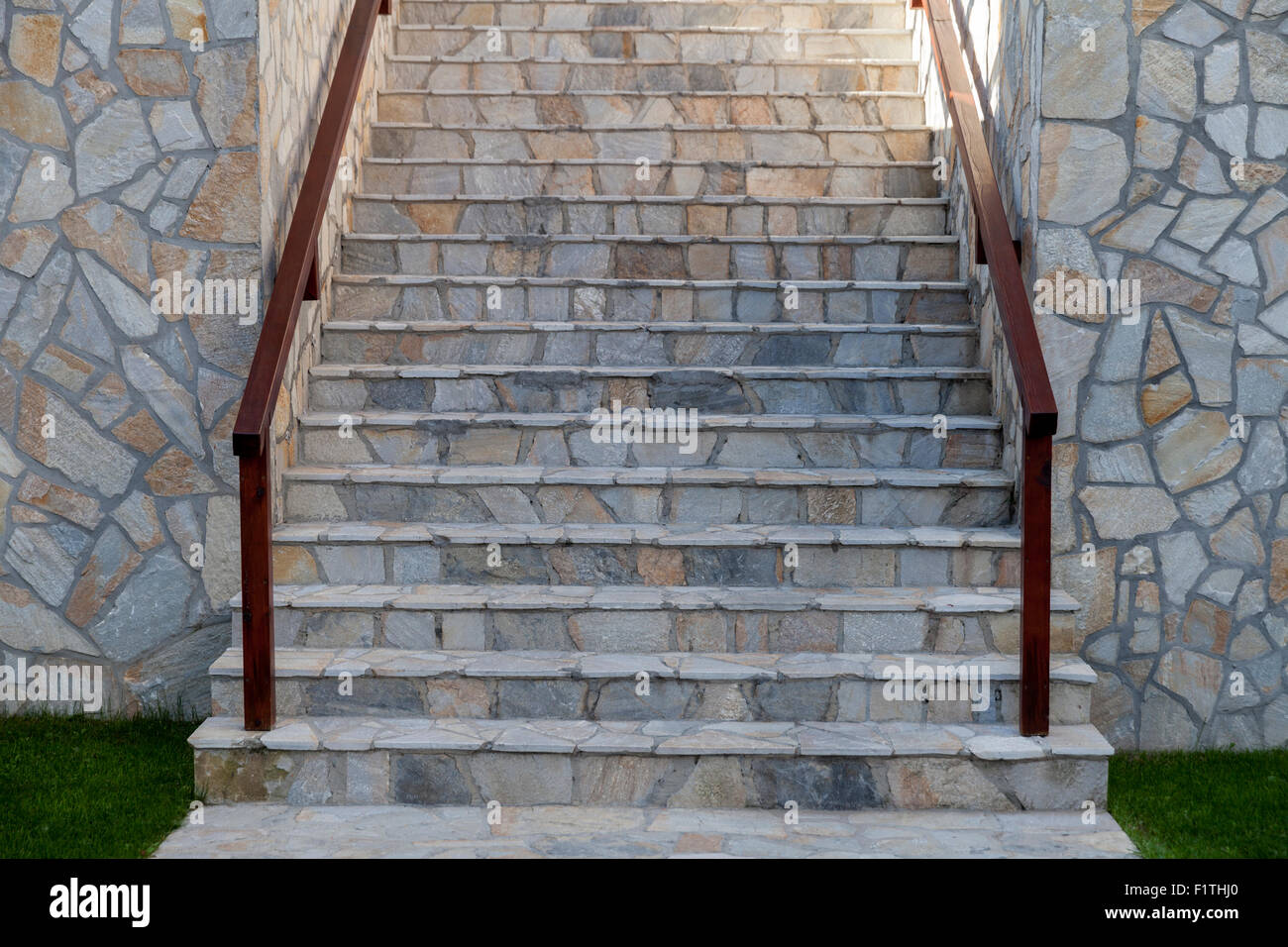stone steps and stone wall Stock Photo