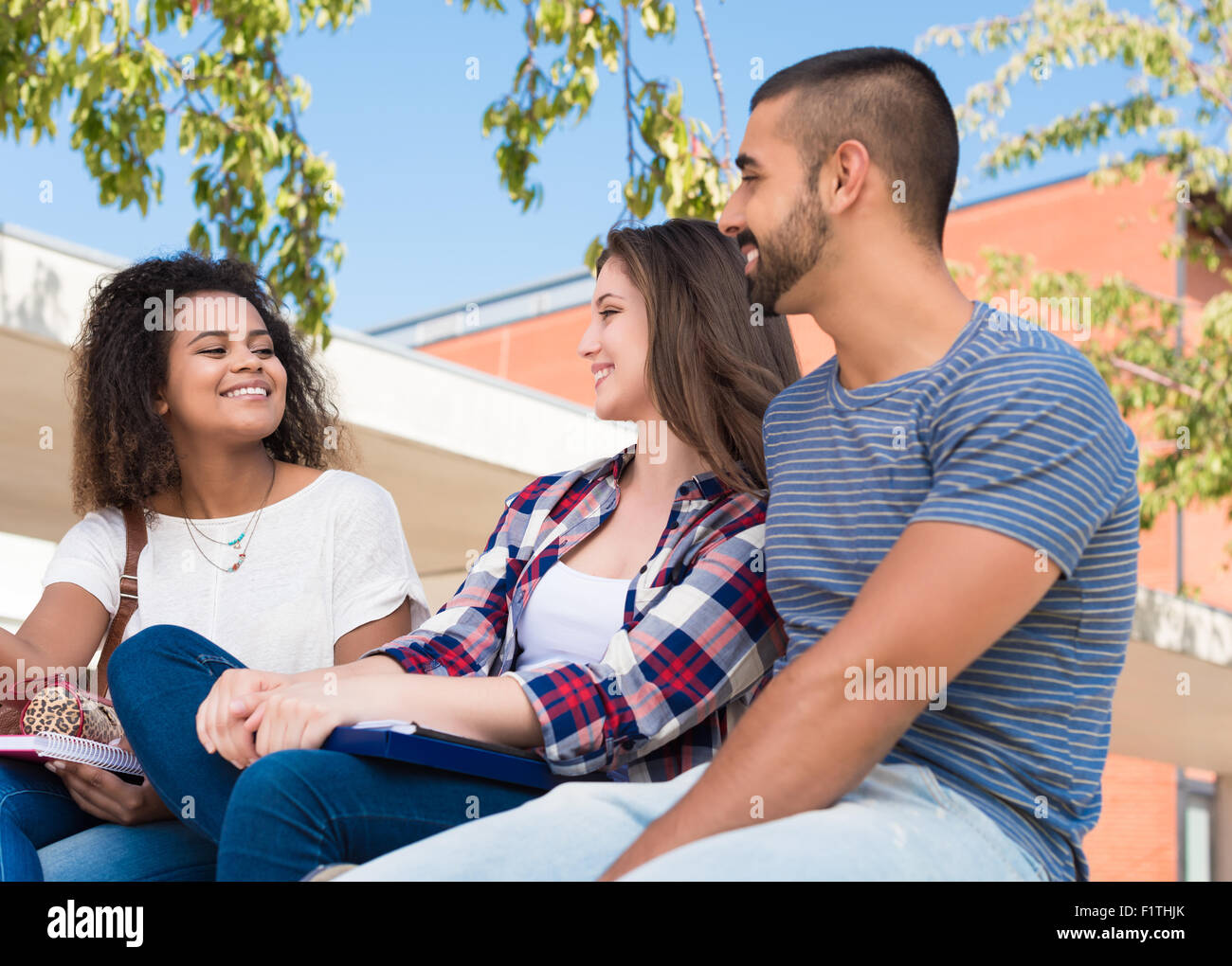 Multi-Ethnic group of students in School Campus Stock Photo - Alamy