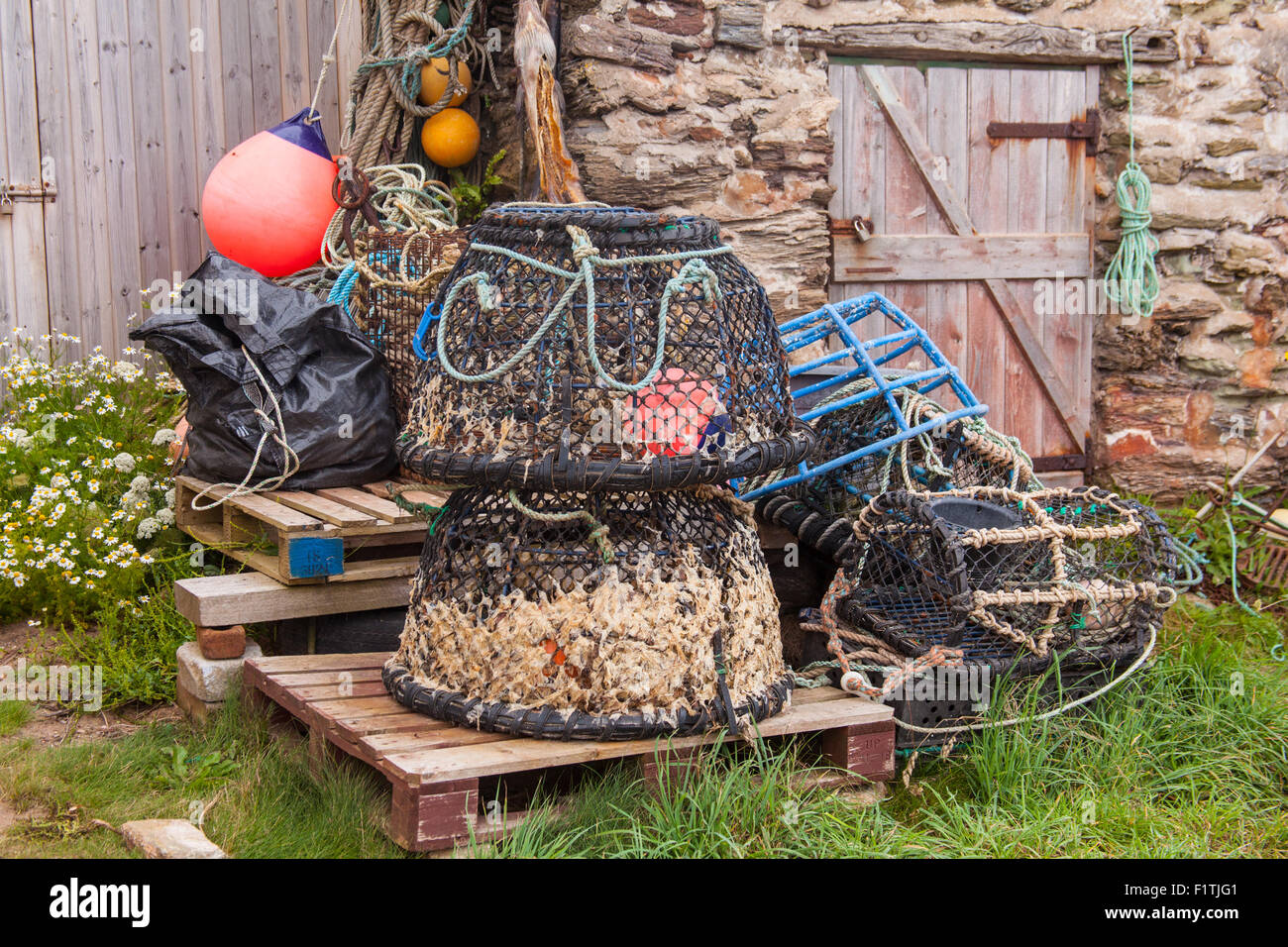 Traditional lobster pots or traps at Hope Cove, Kingsbridge, Devon