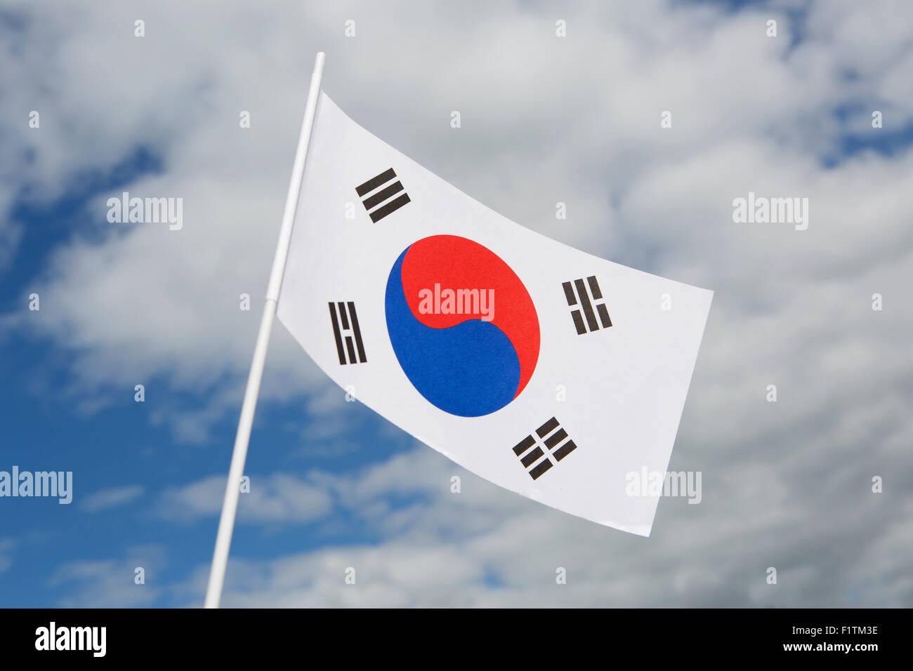 South Korea flag in front of a blue sky Stock Photo