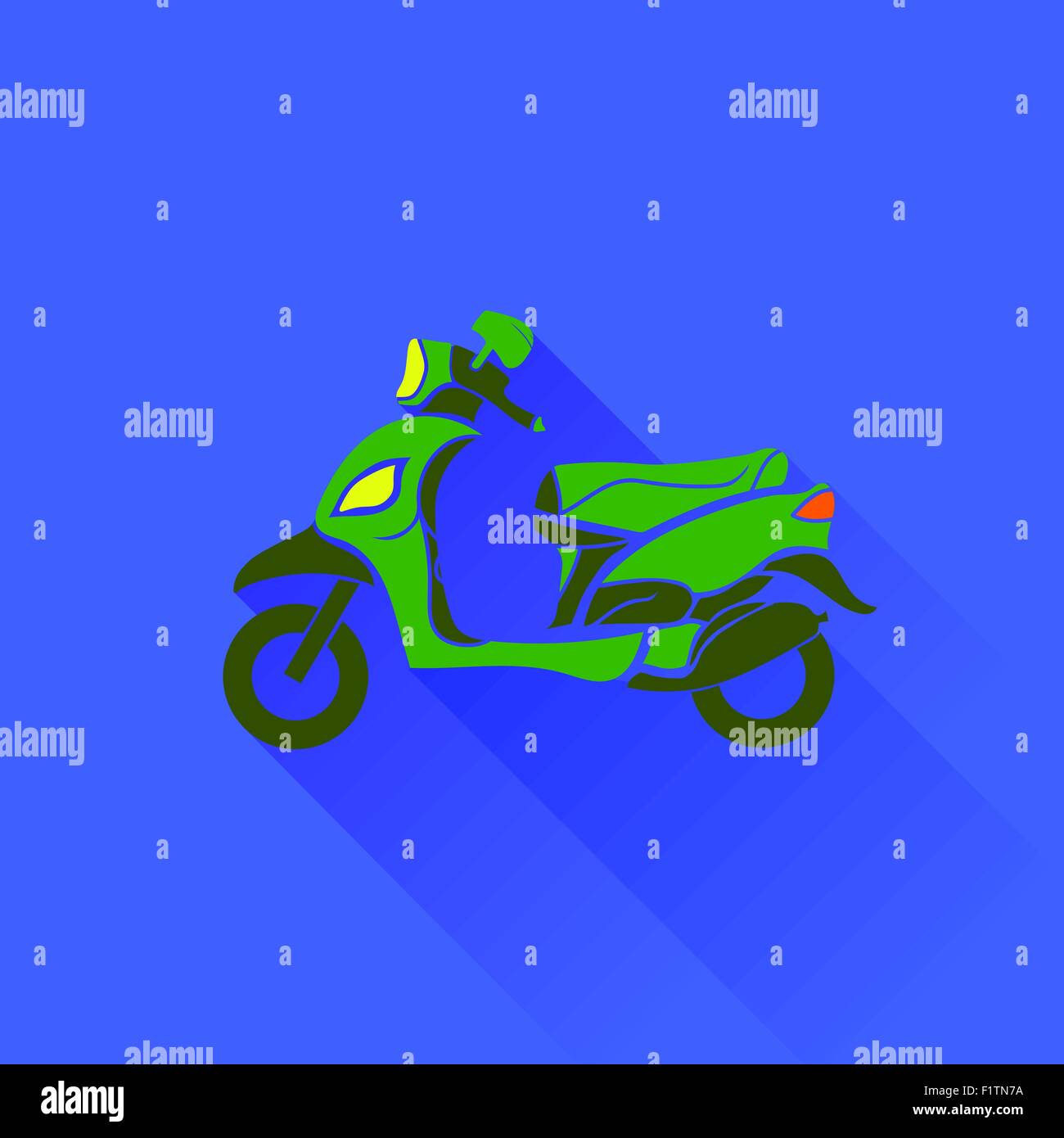 Green Scooter Silhouette Stock Vector