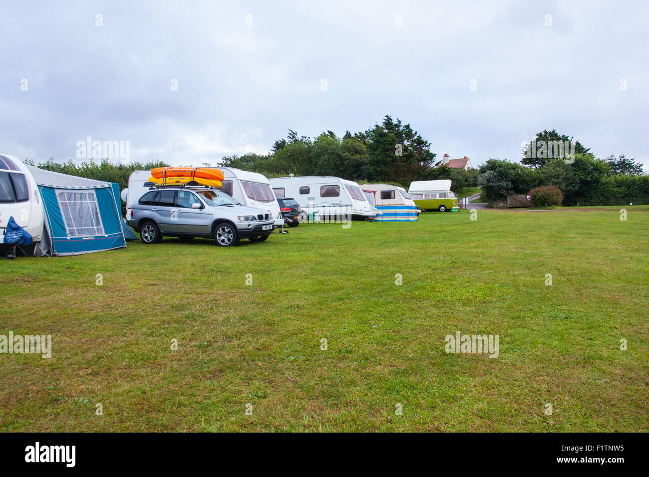 Karrageen camping and caravan site, Hope Cove, Devon, England, United Kingdom. Stock Photo