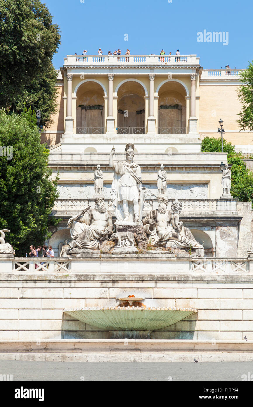 Fontana della Dea Roma in Piazza del Popolo Rome Lazio Italy EU Europe Stock Photo