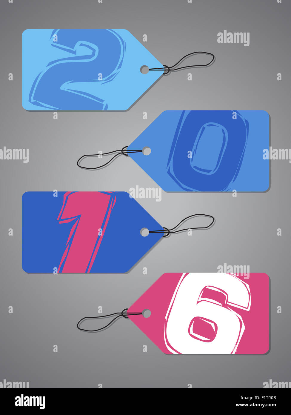 Colorful labels showing year 2016 on dark background Stock Photo - Alamy