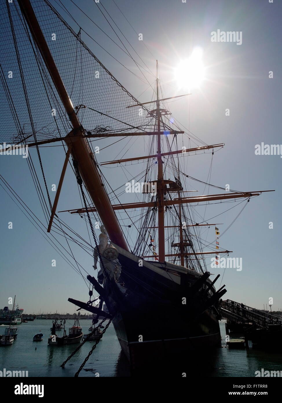 AJAXNETPHOTO. 4TH JUNE, 2015.PORTSMOUTH, ENGLAND. - WARRIOR GETS HERITAGE LOTTERY FUNDING - THE 1860 SHIP NEEDS MAJOR REPAIRS TO BULWARKS AND WATER BAR. PHOTO:JONATHAN EASTLAND/AJAX REF:GXR150406 1074892 Stock Photo