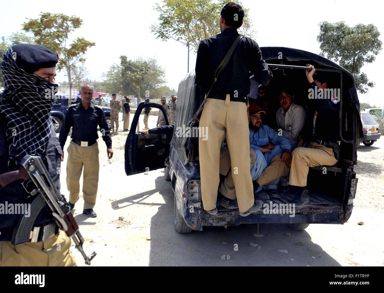 Police detained student during protest against Board of Intermediate and Secondary Education in Quetta on Monday, September 07, 2015. Stock Photo