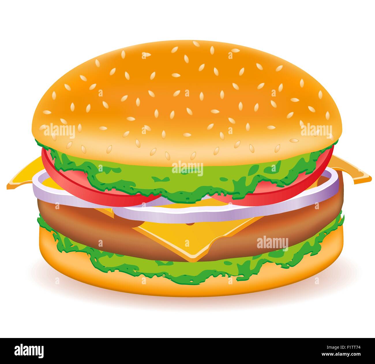 Cheeseburger Vector Illustration Isolated On White Background Stock Cheeseburger Vector Illustration Isolated On White Background Stock