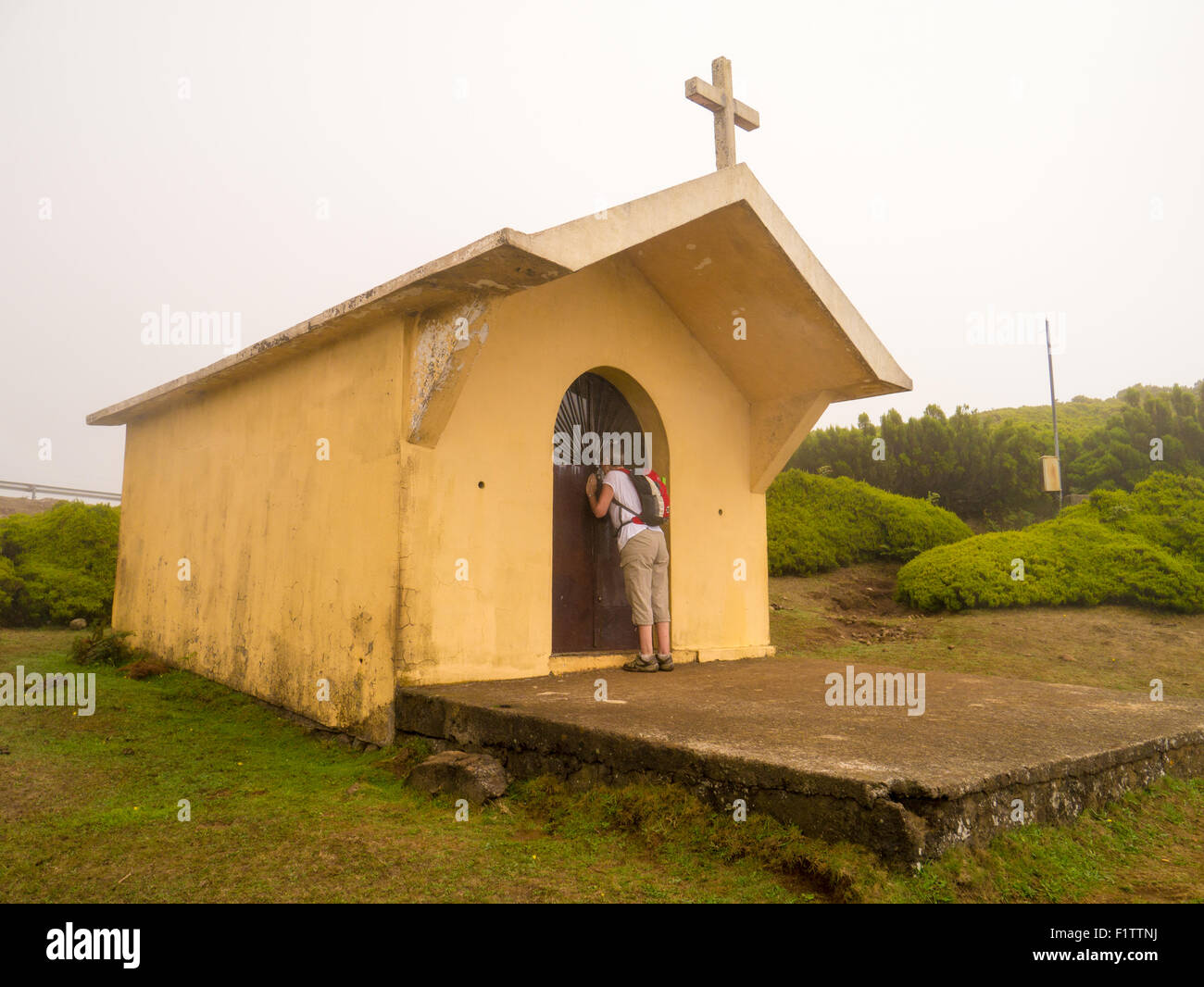 Nossa Senhora de Fatima chapel by Rabacas on Madeira, Portugal Stock Photo