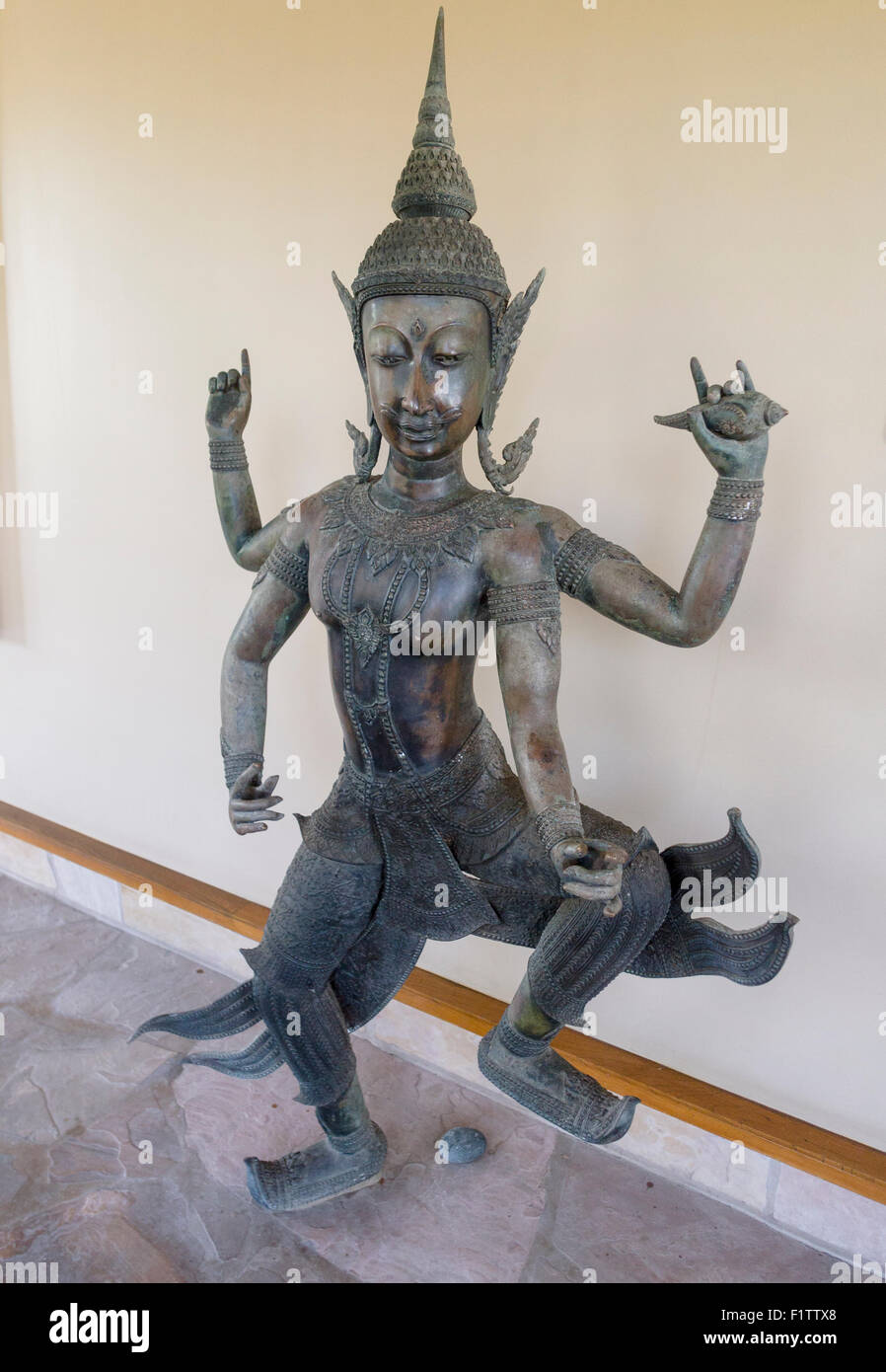 Narayana, Incarnate of Vishnu. A cast bronze statue of Narayana, the earthly embodiment of the Hindu god Vishnu.  After the 19th Stock Photo