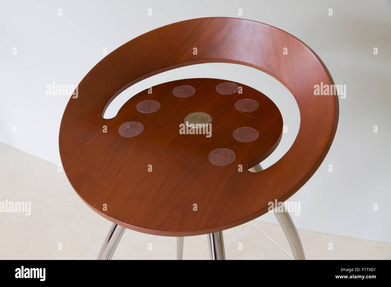 Wood and metal kitchen stool Stock Photo Alamy