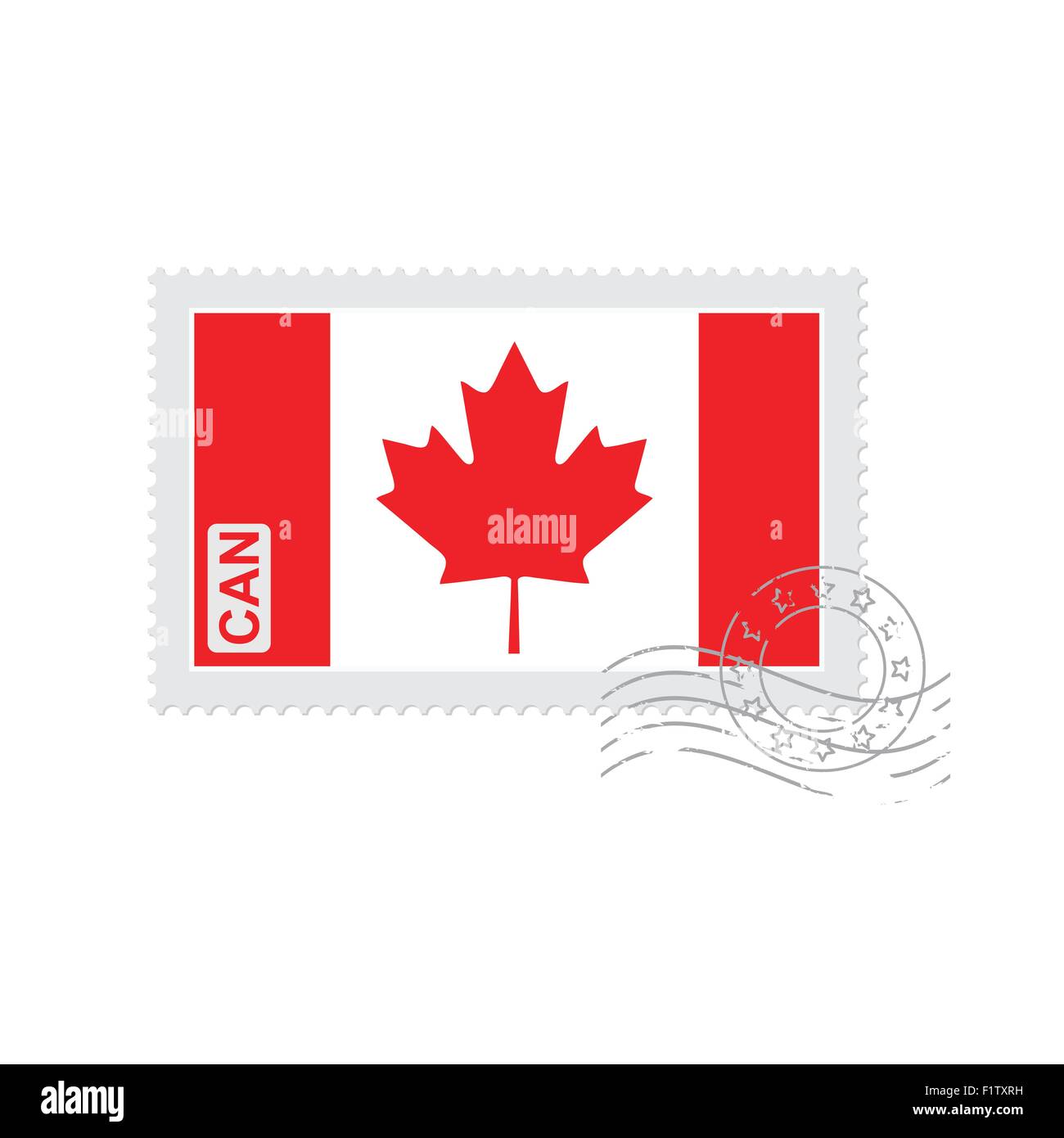 Canada flag old postage stamp isolated on white vector illustration Stock Vector