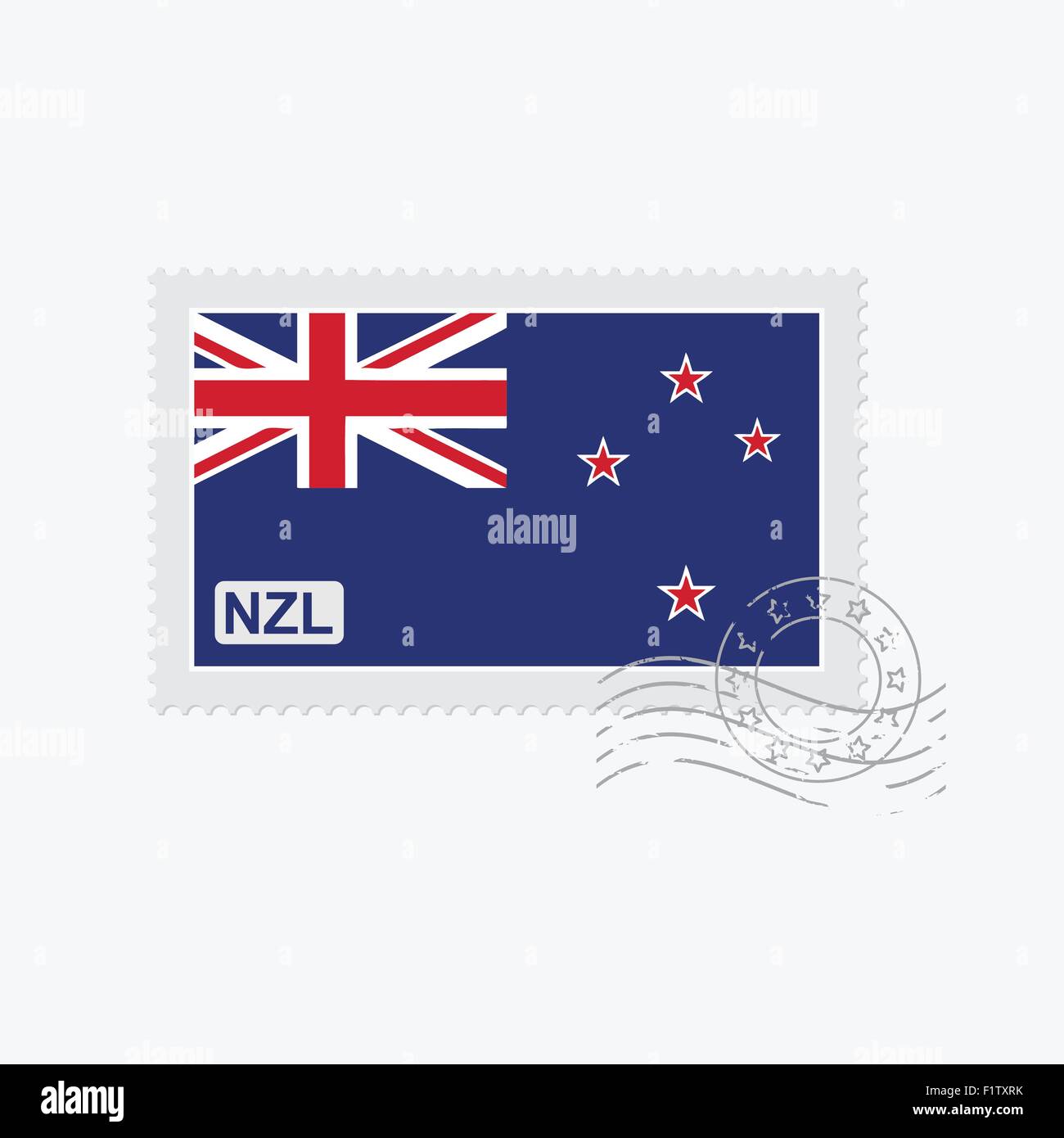 new zealand old postage stamp isolated on white vector illustration Stock Vector