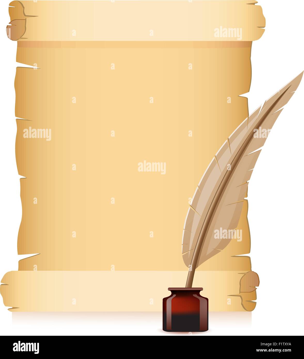 old paper and feather with inks vector illustration Stock Vector Image ...