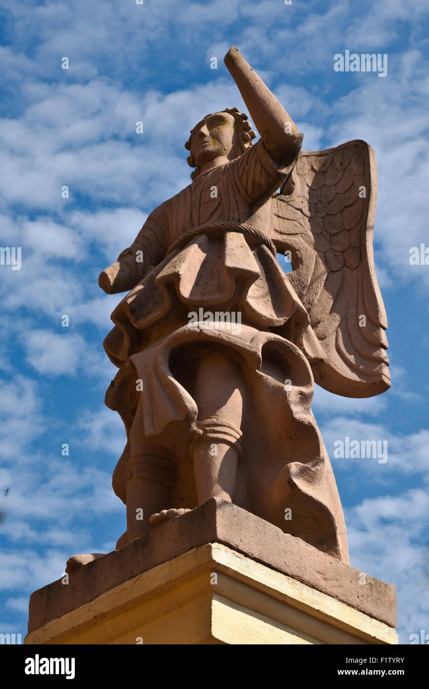 Stone carving of an ANGEL - OAXACA, MEXICO Stock Photo