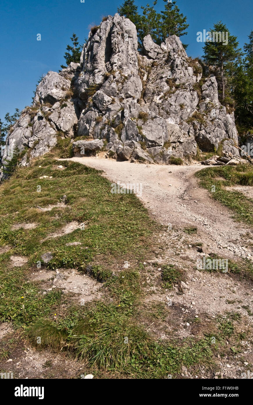limestone rock formation on Chuda Turnia peak in Tatry mountains Stock Photo