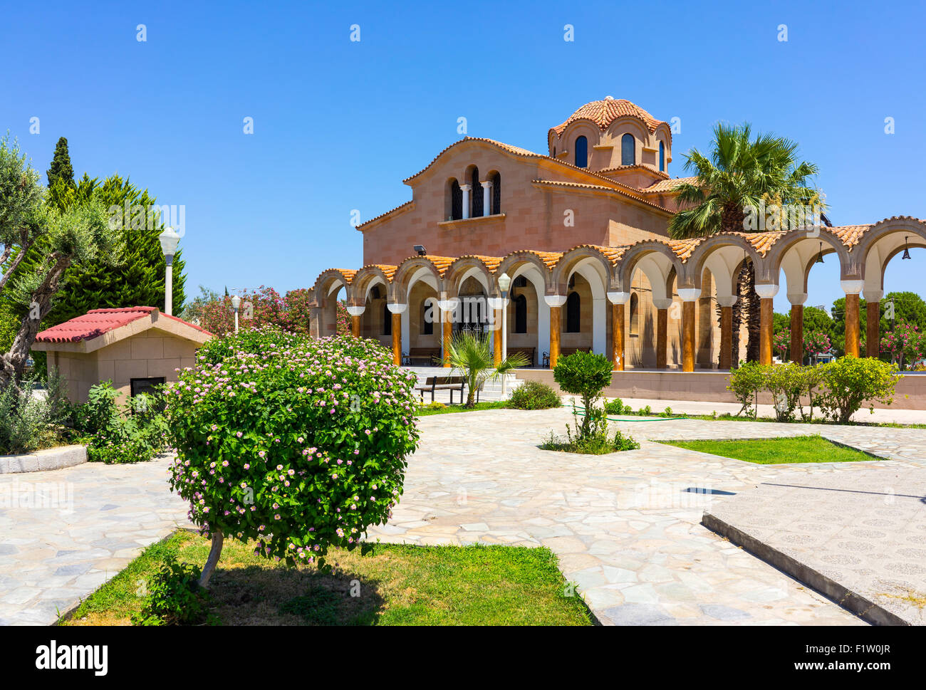 The Church of Saint Nektarios Faliraki Rhodes Greece Stock Photo