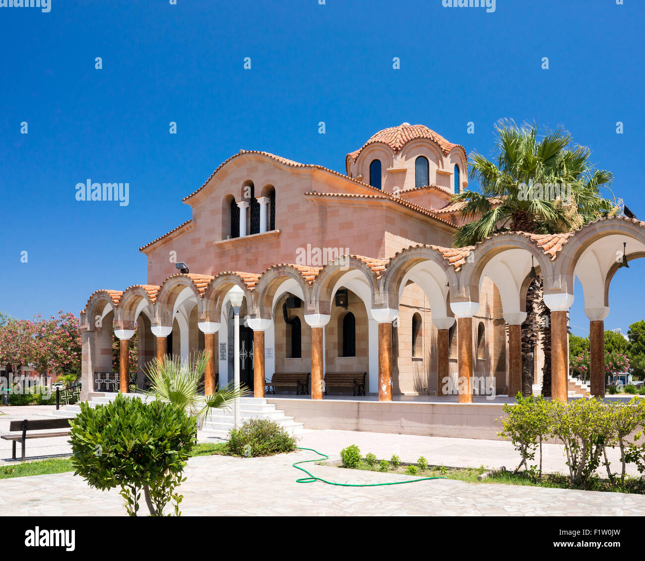 The Church of Saint Nektarios Faliraki Rhodes Greece Stock Photo