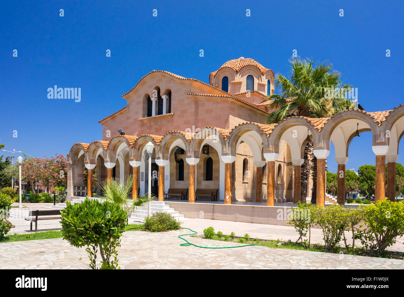 The Church of Saint Nektarios Faliraki Rhodes Greece Stock Photo