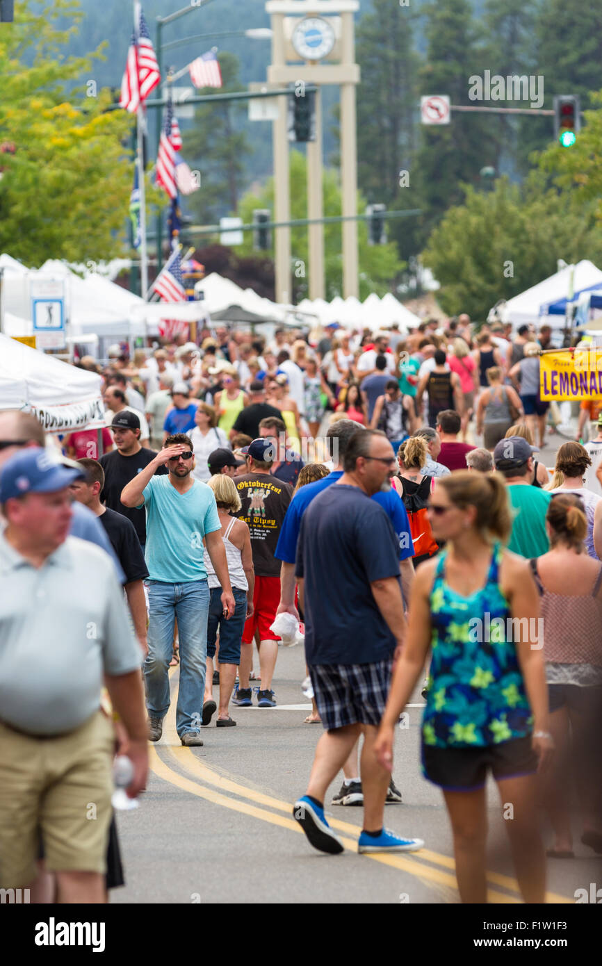 Coeur d' Alene, Idaho August 01 Crowds of people enjoying the Coeur