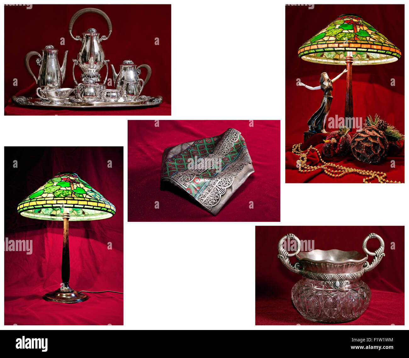 set of silver old utensils Stock Photo Alamy