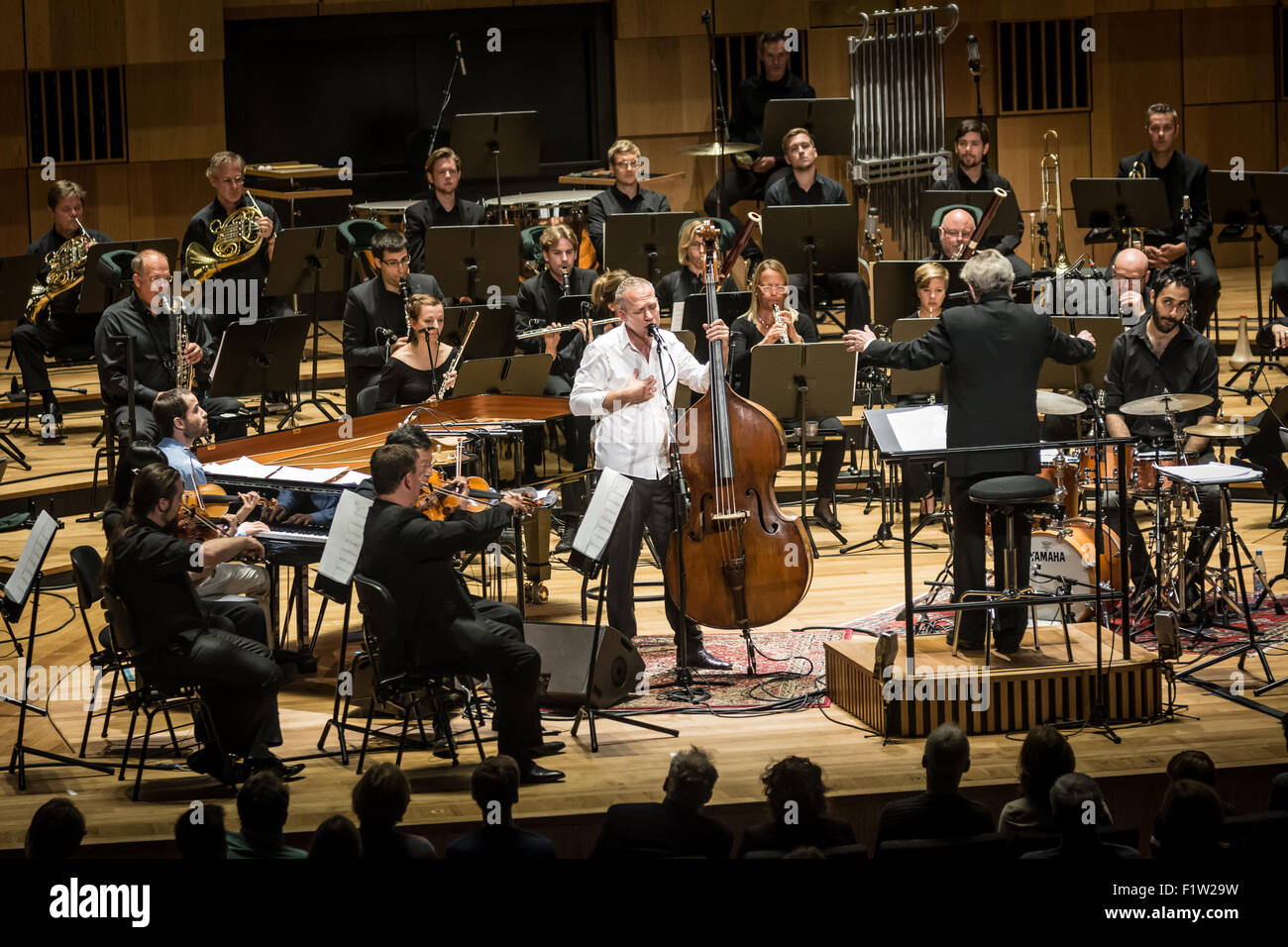 Malmo, Sweden. 05th Sep, 2015. Avishai Cohen, an Israeli jazz bassist sings his compositions at the new concert hall at Malmö with the Malmö Symphony Orchestra. © Tommy Lindholm/Pacific Press/Alamy Live News Stock Photo